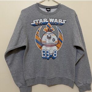 Star Wars BB-8 Crewneck Long Sleeve Graphic Gray Sweatshirt Size Small